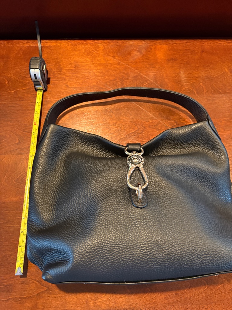 Dooney & Bourke Black Pebbled Leather Shoulder Hobo With Gold Hook Accent
